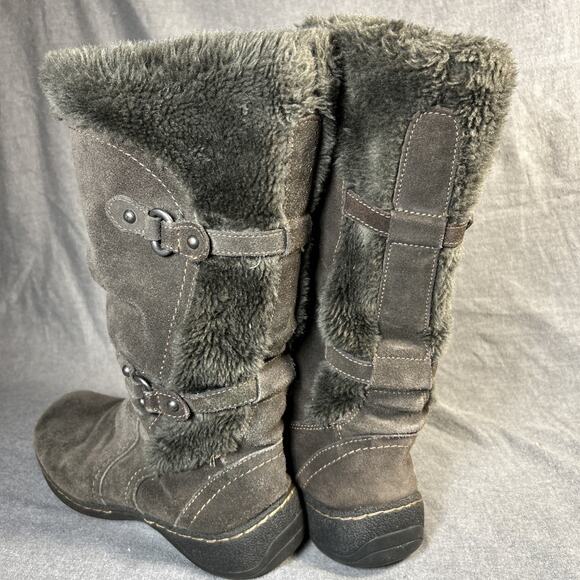 Baretraps Suede Leather Winter Boots Women 8.5M Brown Faux Fur 024-8955 - Picture 3 of 9